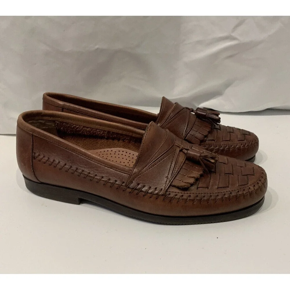 GIORGIO BRUTINI NEWARK BROWN TASSEL LEATHER‎ LOAFERS/SHOES mens 9.5  Very Nice